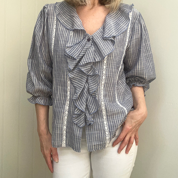 Ruffle V-Neck Blouse Sage Green - Zuche Boutique